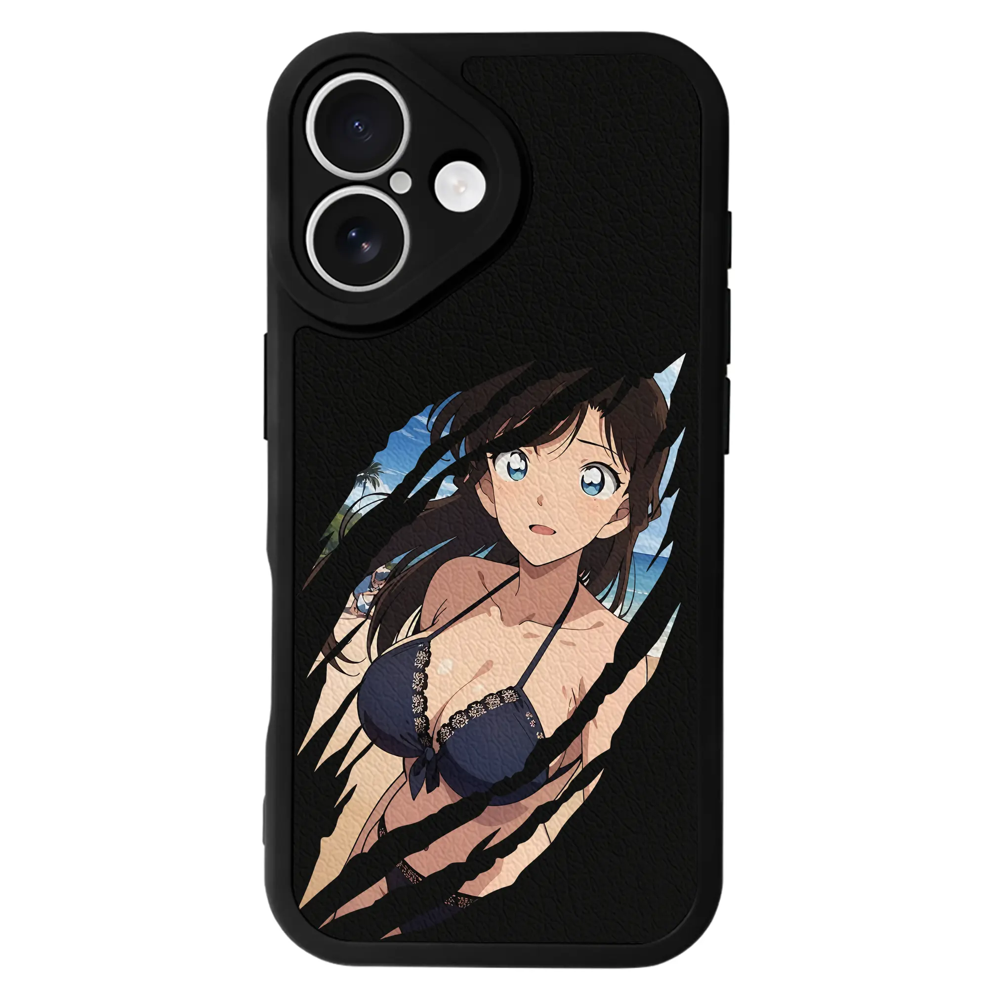 名探偵コナン グッズ 毛利 蘭 - IPhone 16シリーズ対応 ・ シリコンスマホケース ・ レザー調 ・ 高精度フィット ・ 耐衝撃 ・ ワイヤレス充電対応 ・ 精密カット